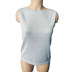 Linda Allard ELLEN TRACY Sleeveless Knit Top Vintage Light Blue Medium